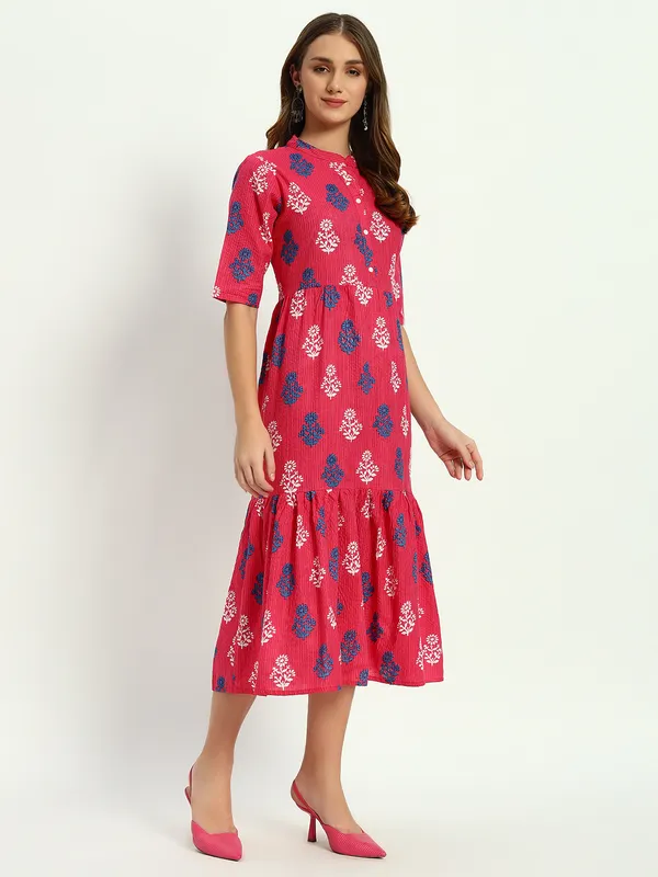 Pink_Printed_Pure_Cotton_Katha_Work_Flared_Kurta_For_Women