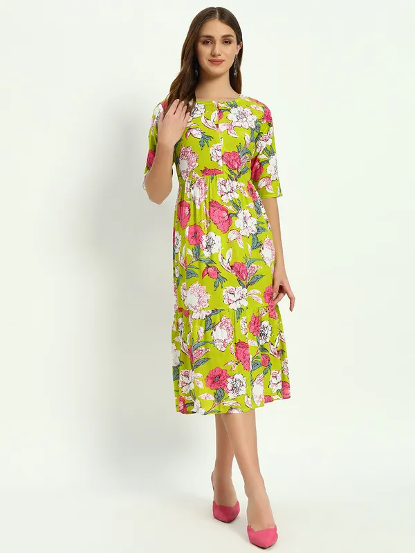 Green_Printed_Viscose_Rayon_Flared_Kurta_For_Women