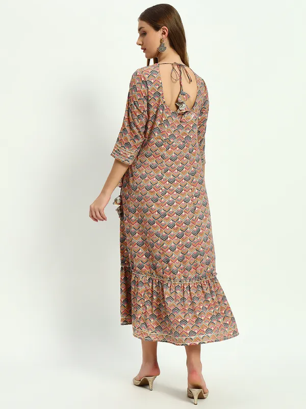 Brown_Printed_Viscose_Rayon_Flared_Kurta_For_Women