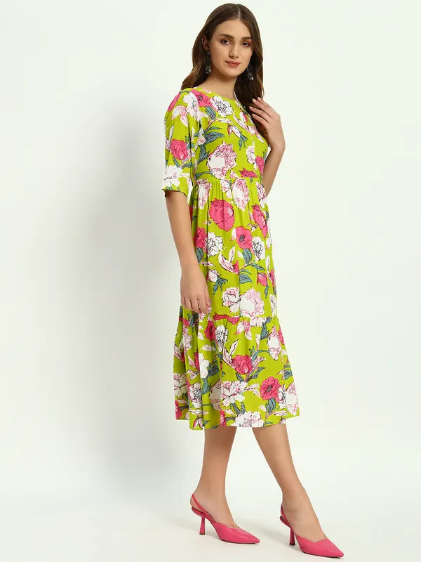 Green_Printed_Viscose_Rayon_Flared_Kurta_For_Women