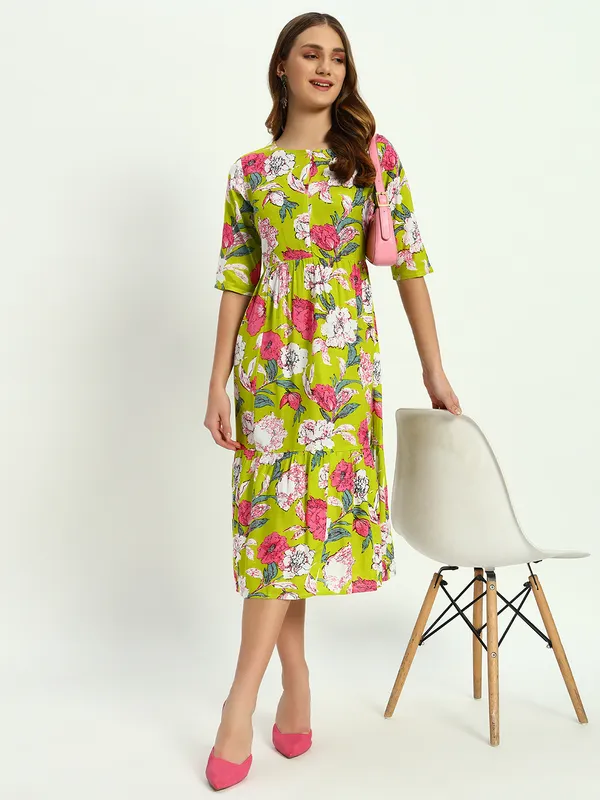Green_Printed_Viscose_Rayon_Flared_Kurta_For_Women