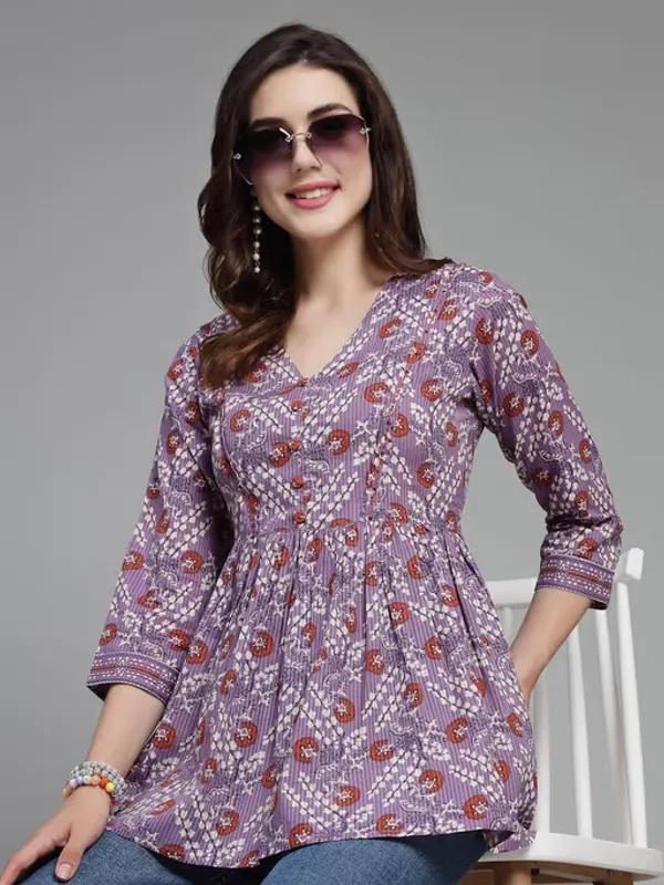 Purple_Printed_Viscose_Rayon_Flared_Kurta_For_Women