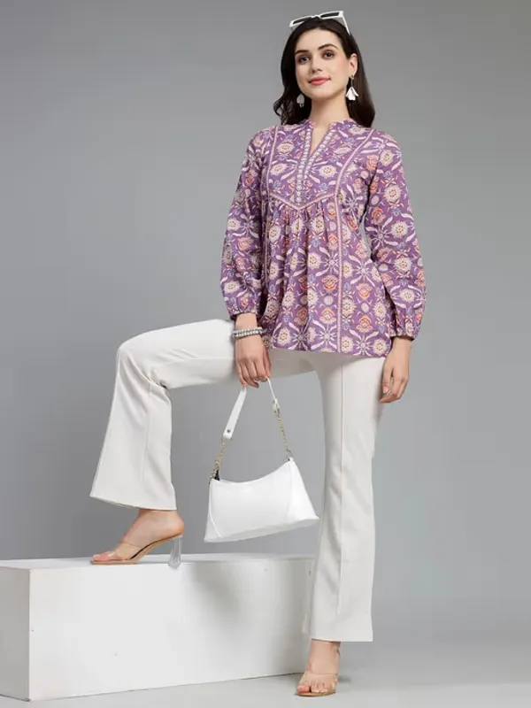 Purple_Printed_Viscose_Rayon_Flared_Kurta_For_Women