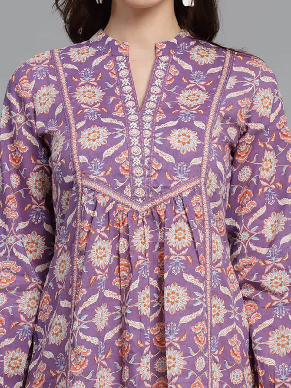Purple_Printed_Viscose_Rayon_Flared_Kurta_For_Women