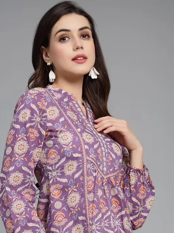 Purple_Printed_Viscose_Rayon_Flared_Kurta_For_Women