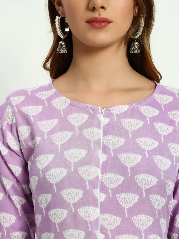 Purple_Printed_Viscose_Rayon_Flared_Kurta_For_Women