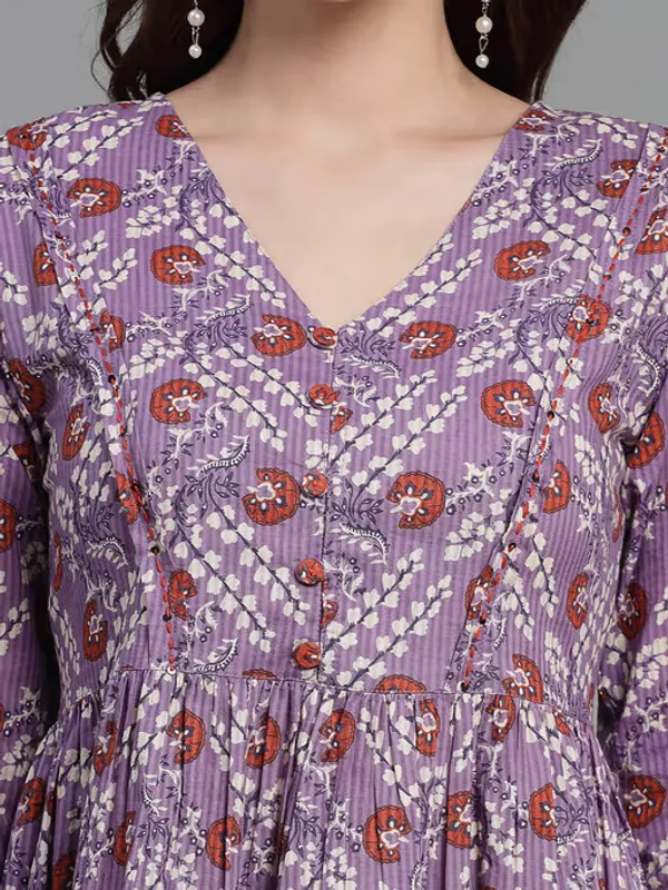 Purple_Printed_Viscose_Rayon_Flared_Kurta_For_Women