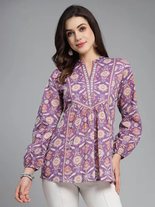 Purple_Printed_Viscose_Rayon_Flared_Kurta_For_Women
