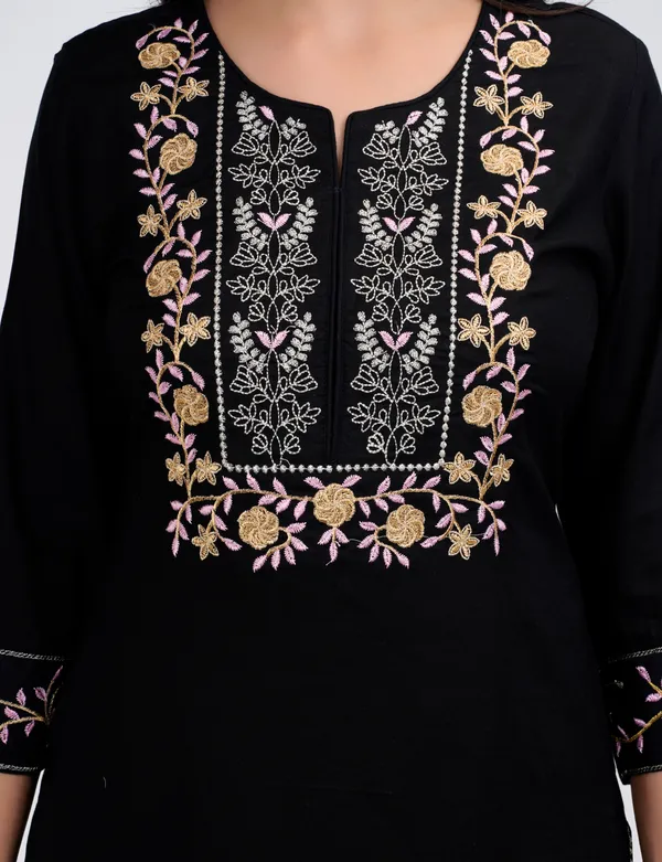 Black_Rayon_Embroidery_Kurta_Pant_Dupatta_Set_For_Women