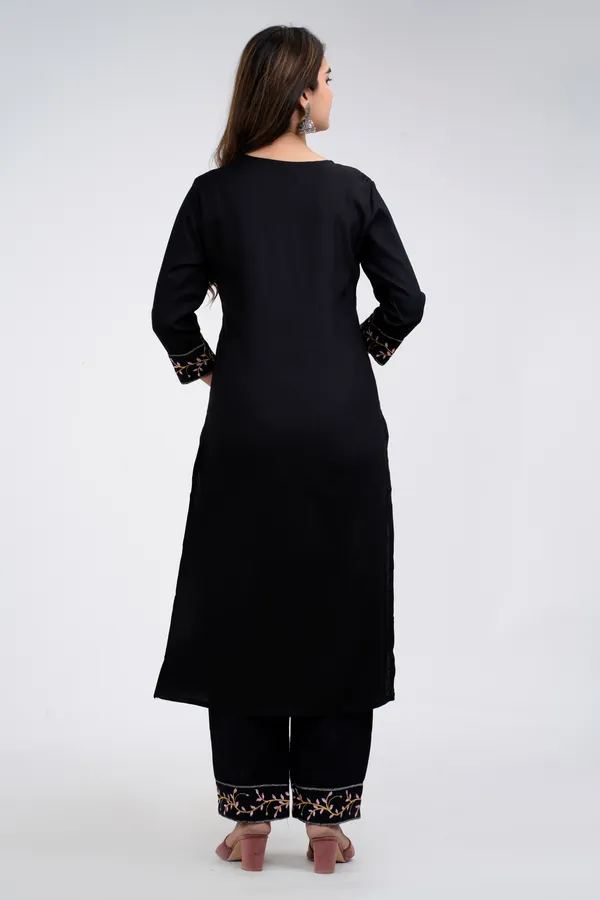 Black_Rayon_Embroidery_Kurta_Pant_Dupatta_Set_For_Women