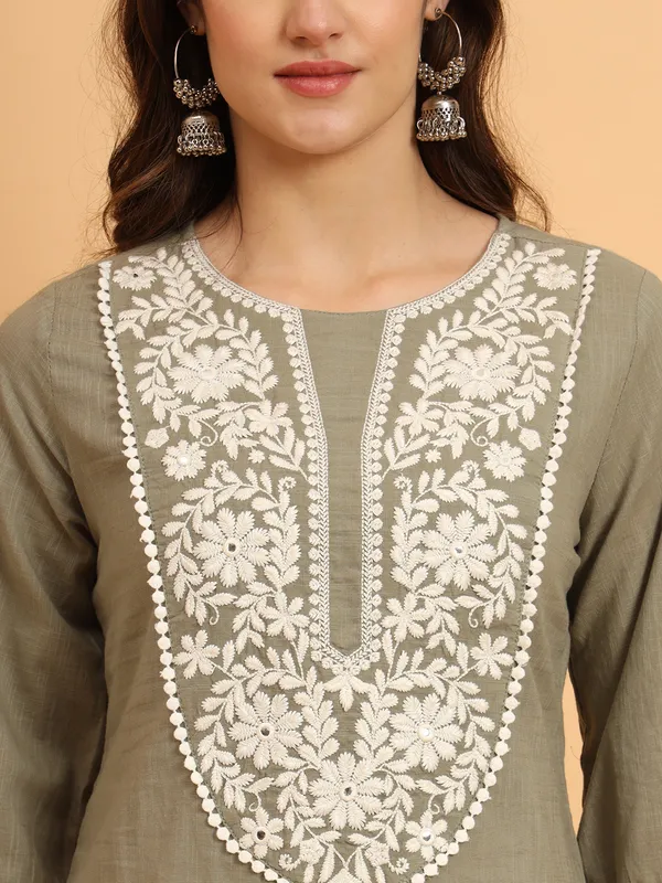 Mehandi_Solid_Pure_Cotton_Straight_Top_For_Women