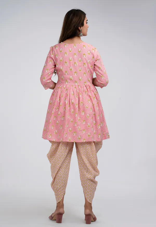 Pink_Viscose_Rayon_Kurta_Dhoti_Pant_Set_For_Women