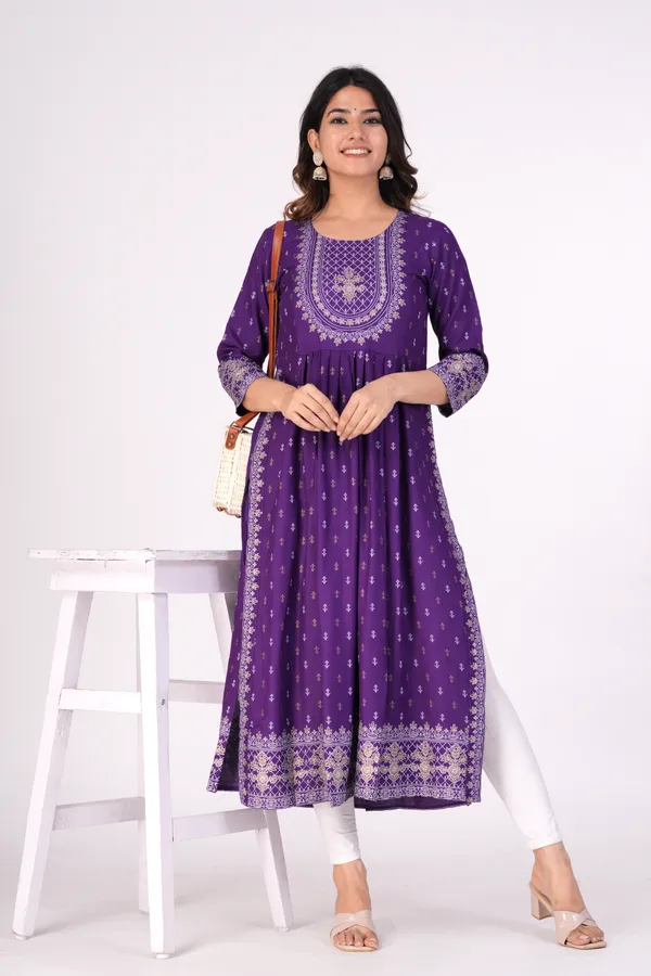 Voilet_Printed_Ethnic_Dress_Kurta_For_Women