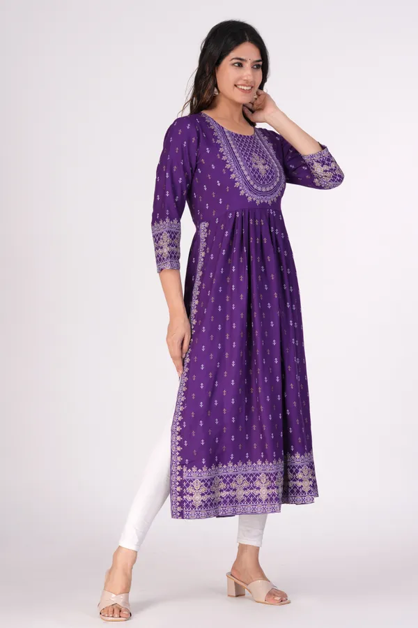 Voilet_Printed_Ethnic_Dress_Kurta_For_Women