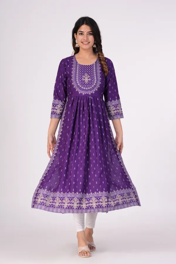 Voilet_Printed_Ethnic_Dress_Kurta_For_Women