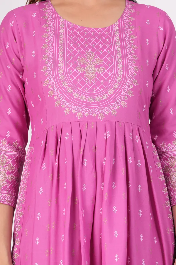 Rose_Pink_Printed_Ethnic_Dress_Kurta_For_Women