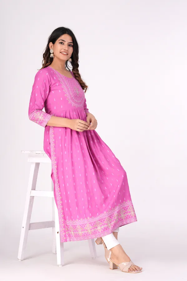 Rose_Pink_Printed_Ethnic_Dress_Kurta_For_Women