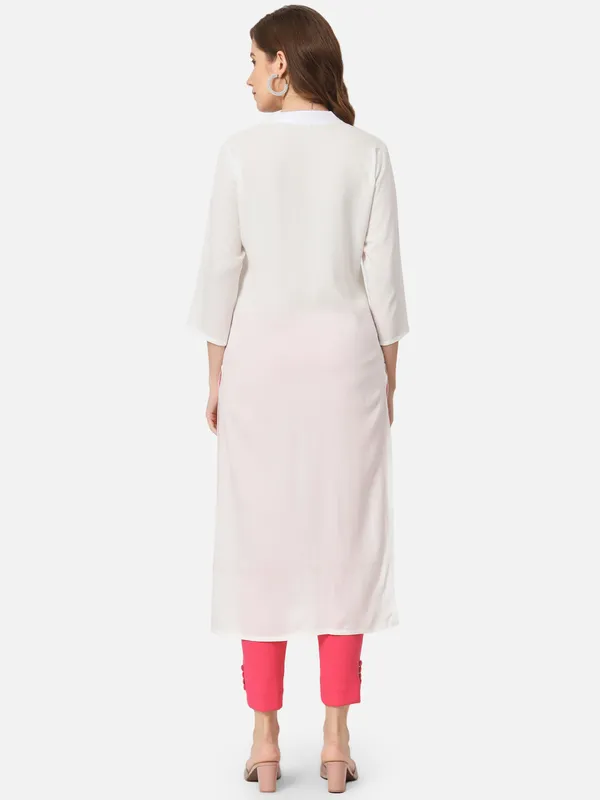 White_Color_Block_Straight_Kurta_For_Women