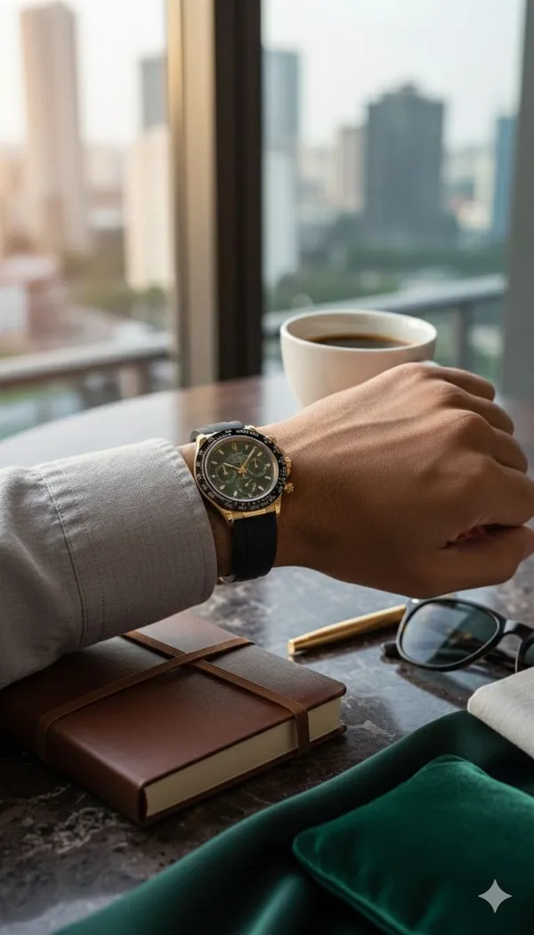 Gold_Green_Chronograph_Daytona_2025_Edition_Watch_For_Men