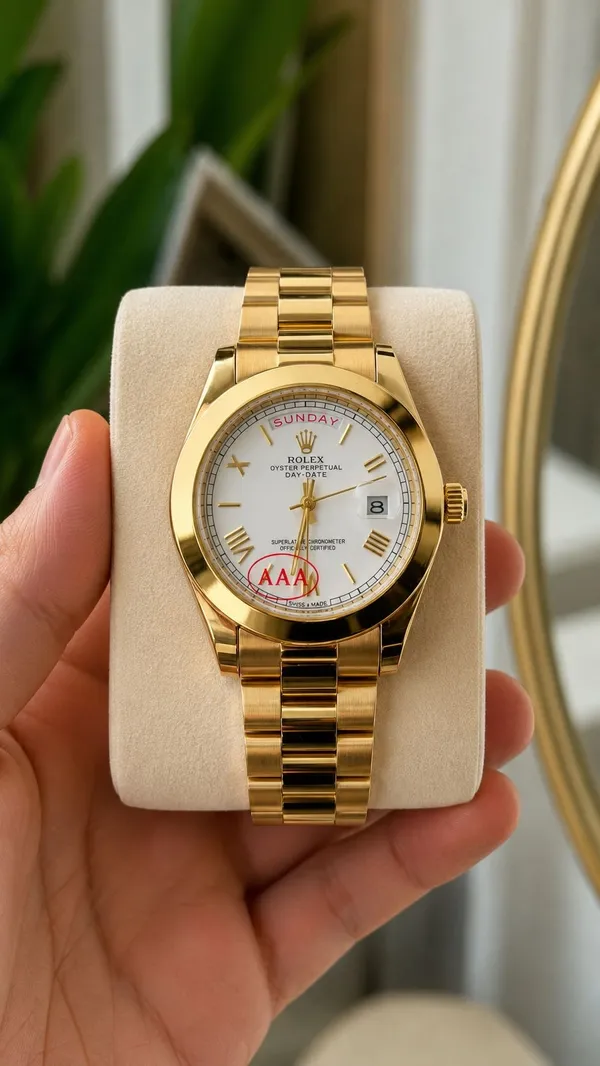 Role_x_Gold_White_Roman_Day-Date_Watch_For_Men