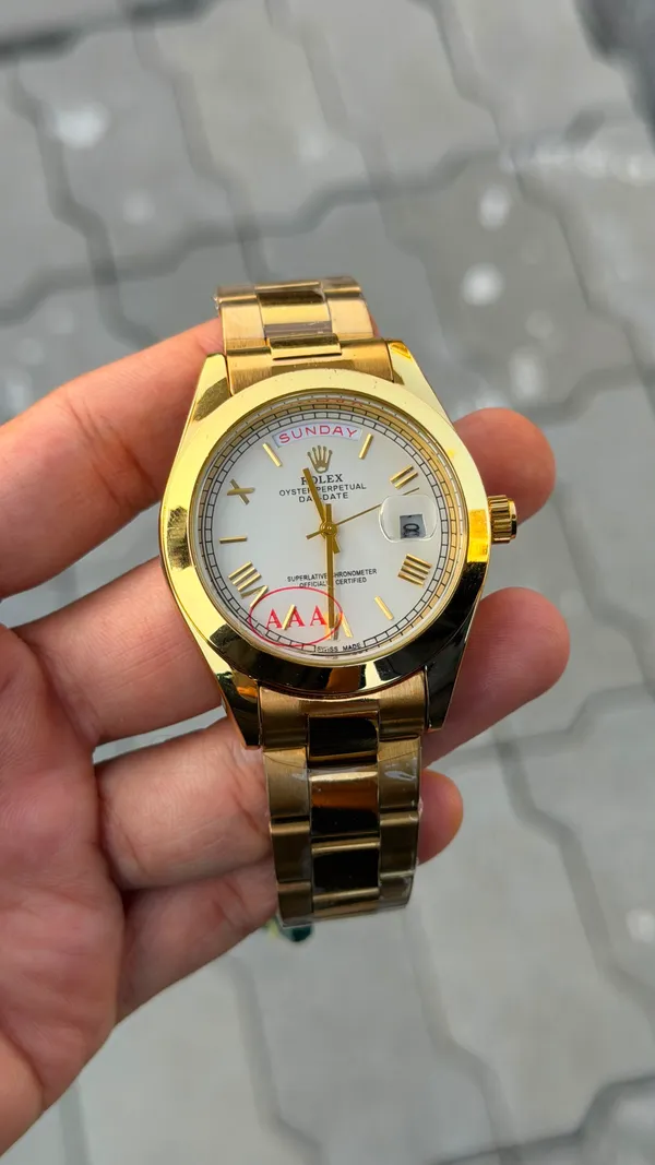 Role_x_Gold_White_Roman_Day-Date_Watch_For_Men