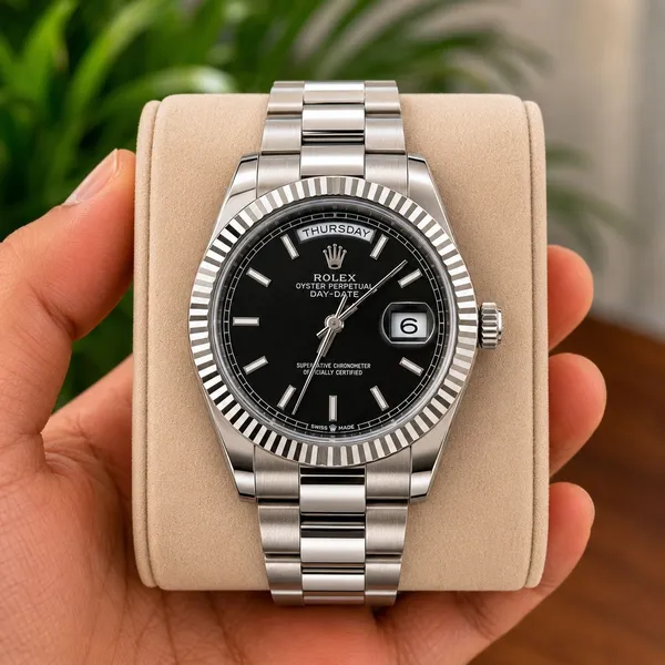 Role_x_Silver_Black_Crystal_Day-Date_Watch_For_Men