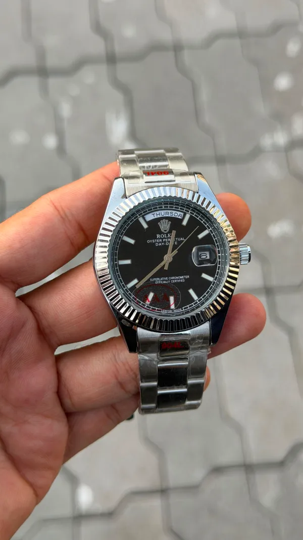 Role_x_Silver_Black_Crystal_Day-Date_Watch_For_Men