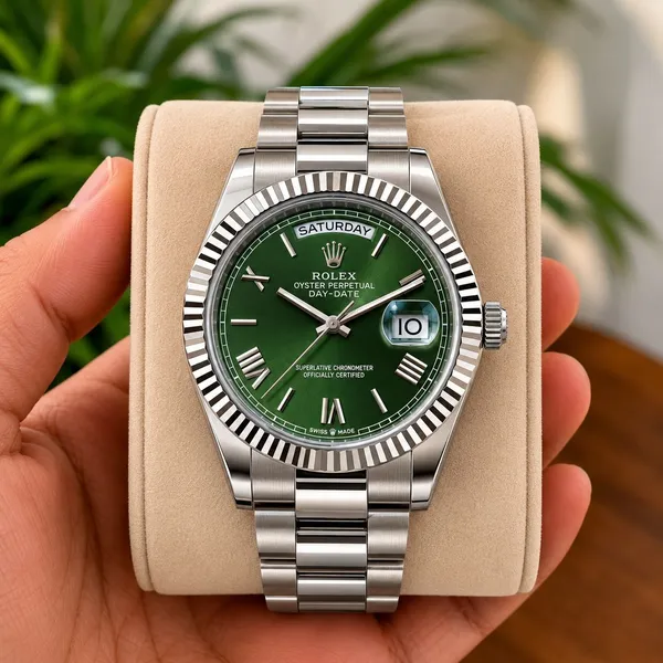 Role_x_Silver_Green_Roman_Day-Date_Watch_For_Men