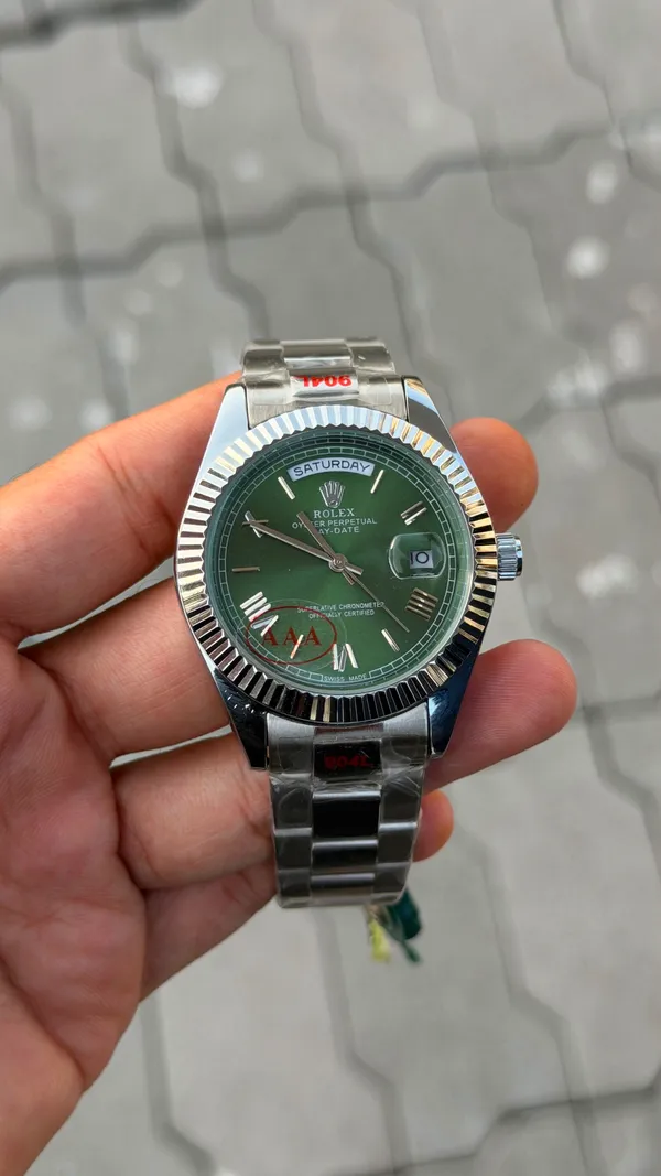 Role_x_Silver_Green_Roman_Day-Date_Watch_For_Men