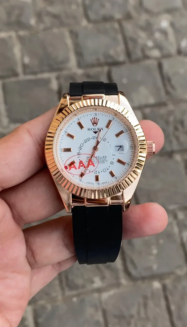 Role_x_Rose_Gold_White_New_Precious_sky_Watch_For_Men