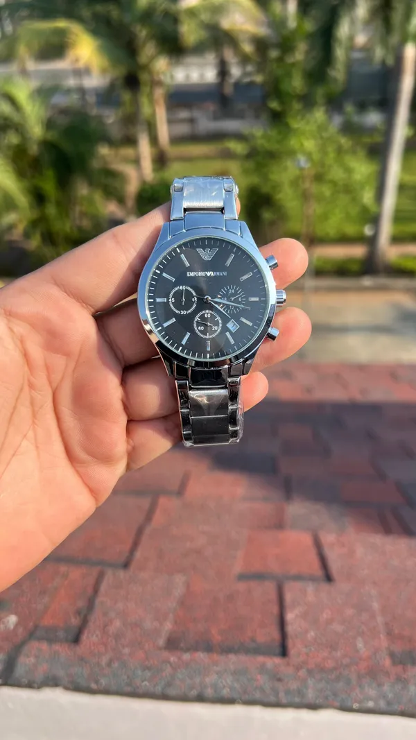 Silver_Black_Classic_Chronograph_Stainless_Steel_Watch_For_Men