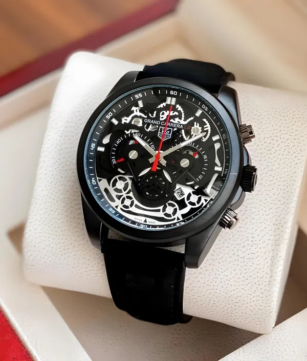 Black_Chronograph_Stainless_Steel_With_Leather_Belt_Watch_For_Men