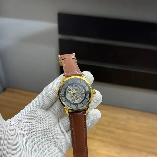Brown_Green_Leather_Automatic_Foss_il_Watch_For_Men