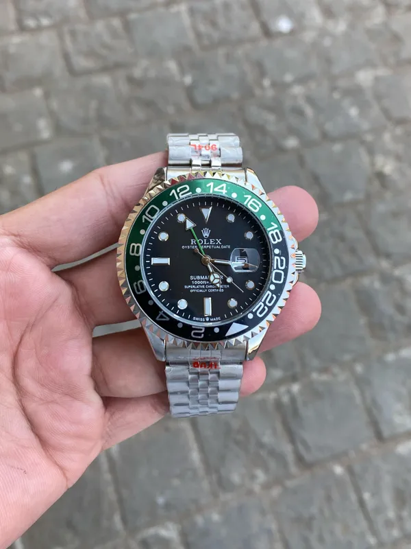 Silver_Black_Green_GMT_Stainless_Steel_Premium_Watch_For_Men