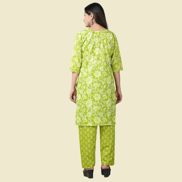 Green_Cotton_Premium_Kurti_With_Pant_Set_For_Women