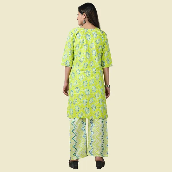 Green_Cotton_Premium_Kurti_With_Pant_Set_For_Women