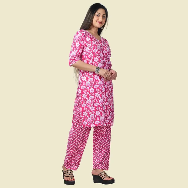 Pink_Cotton_Premium_Kurti_With_Pant_Set_For_Women