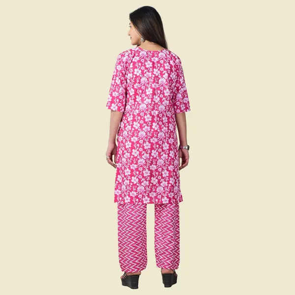 Pink_Cotton_Premium_Kurti_With_Pant_Set_For_Women