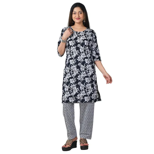 Black_Cotton_Premium_Kurti_With_Pant_Set_For_Women