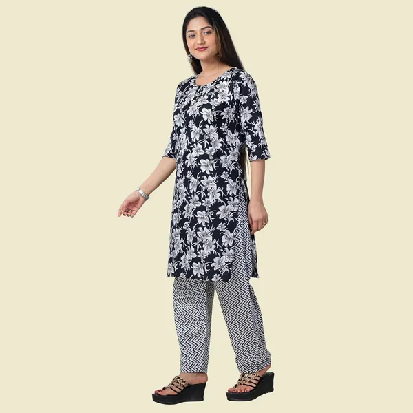 Black_Cotton_Premium_Kurti_With_Pant_Set_For_Women