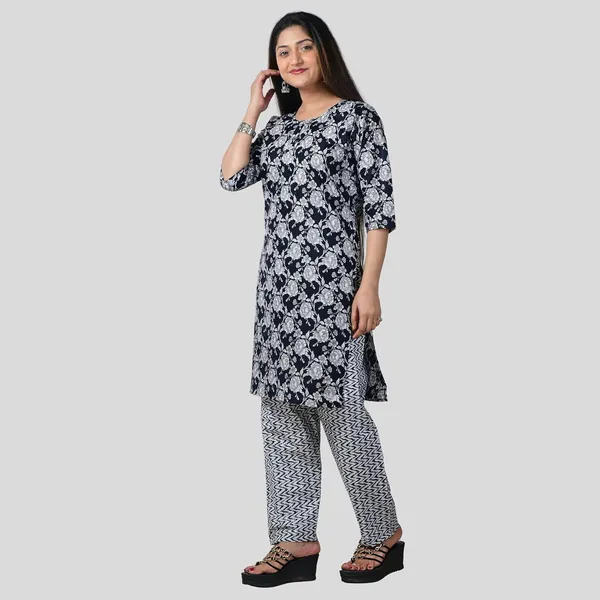 Black_And_White_Cotton_Premium_Kurti_With_Pant_Set_For_Women
