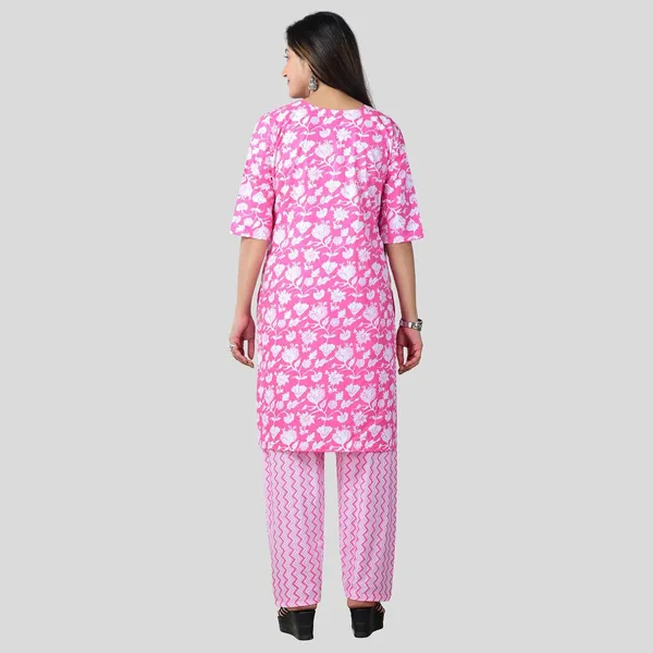 Pink_Cotton_Premium_Kurti_With_Pant_Set_For_Women