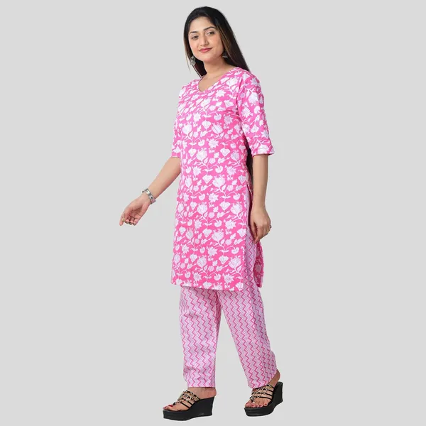 Pink_Cotton_Premium_Kurti_With_Pant_Set_For_Women