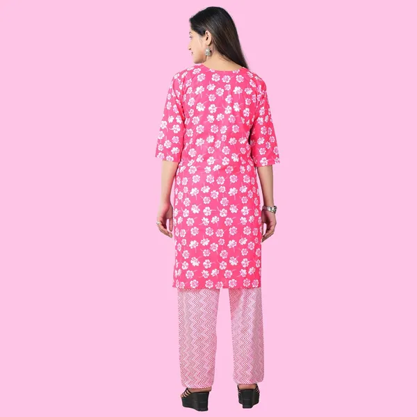 Pink_Cotton_Premium_Kurti_With_Pant_Set_For_Women