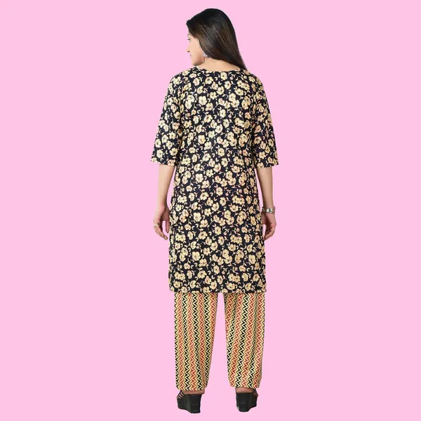 Black_And_Beige_Cotton_Premium_Kurti_With_Pant_Set_For_Women