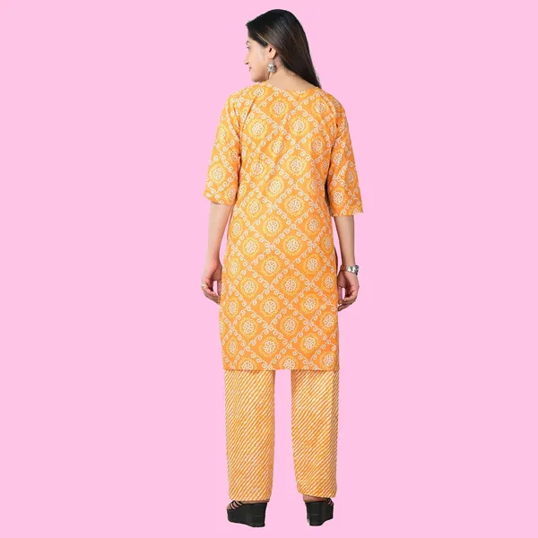 Orange_Cotton_Premium_Kurti_With_Pant_Set_For_Women
