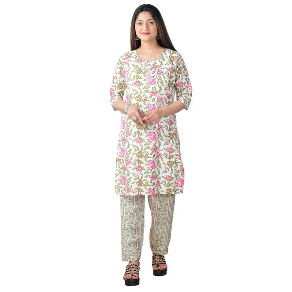 Multicolor_Cotton_Premium_Kurti_With_Pant_Set_For_Women