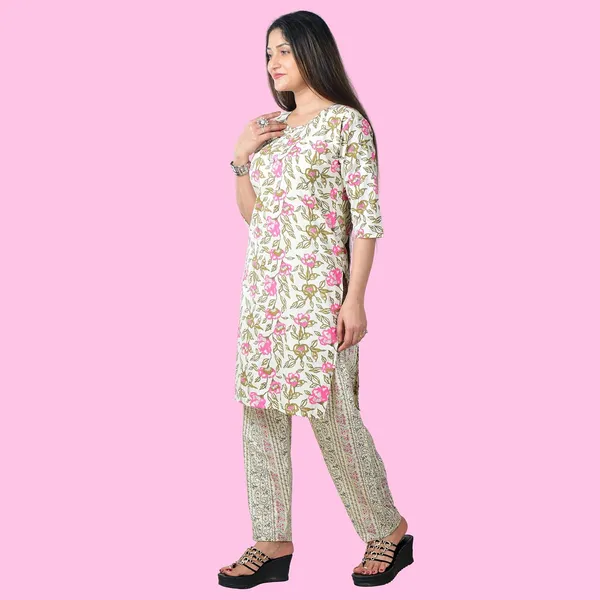 Multicolor_Cotton_Premium_Kurti_With_Pant_Set_For_Women