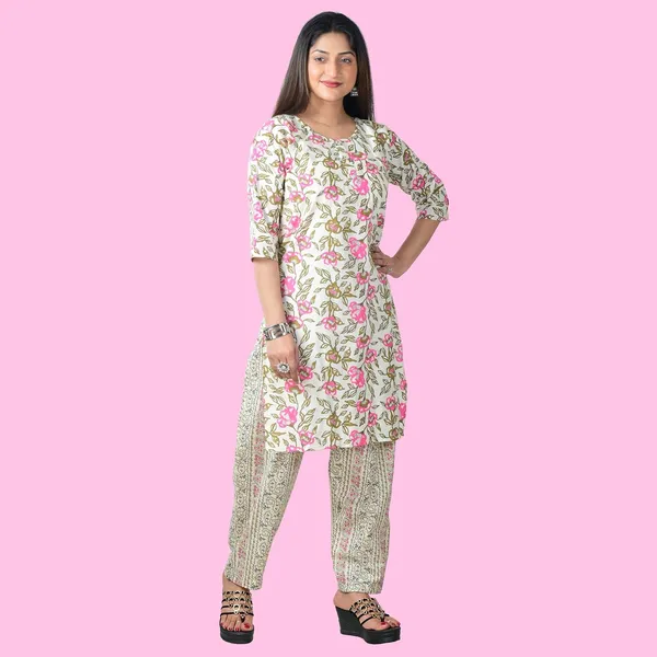Multicolor_Cotton_Premium_Kurti_With_Pant_Set_For_Women