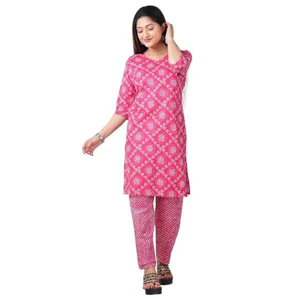 Pink_Cotton_Premium_Kurti_With_Pant_Set_For_Women
